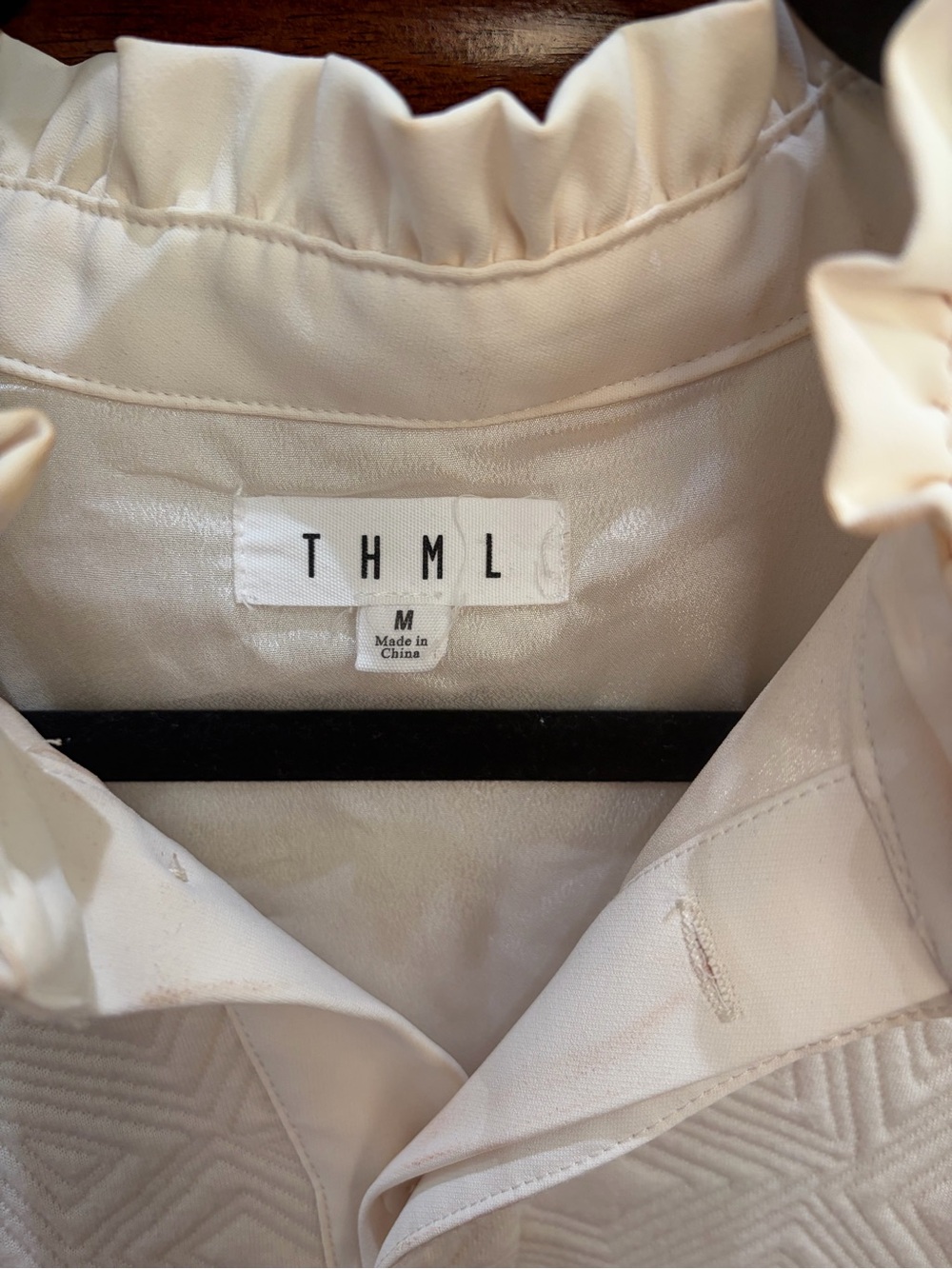 THML Cream Textured Ruffle-Neck Dress - Picture 2 of 9